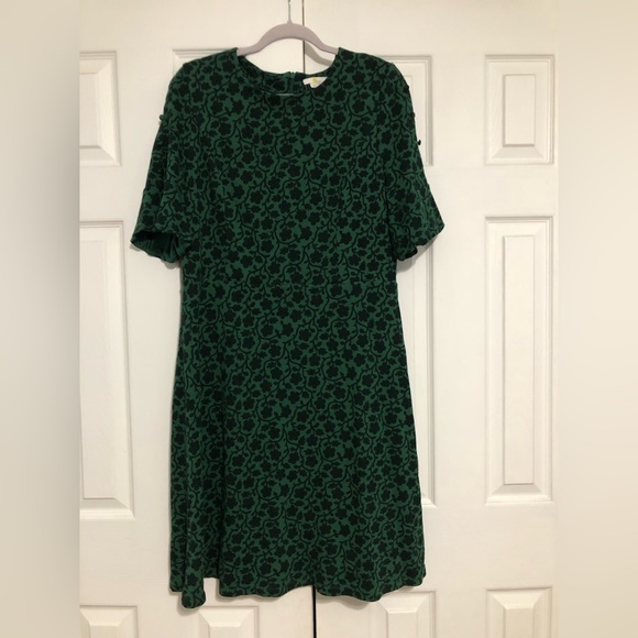 Boden Alexis Jersey dress with green enchanted vine and flowers fluted sleeve - Picture 3 of 15